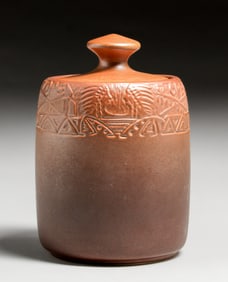 North Dakota School of Mines Julia Mattson Hand-Carved Native American Humidor after 1913