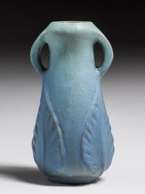 Van Briggle Matte Blue Two-Handled Vase c1920