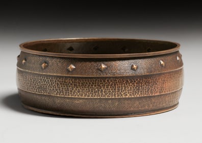 Arts & Crafts Hammered Copper Oval Bowl c1910s
