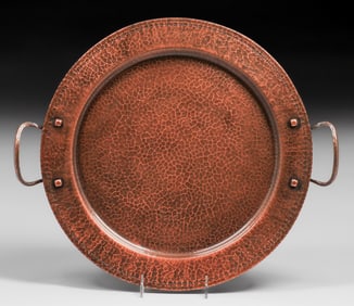 Roycroft Hammered Copper Two-Handled Tray c1915