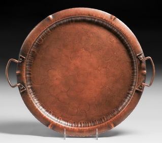 Craftsman Studios Hammered Copper Two-Handled Tray c1930s