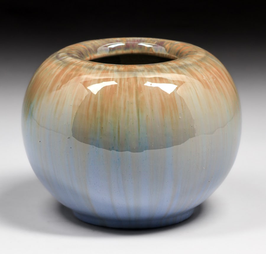 Fulper Pottery Spherical Blue Flambe Vase c1910s (1 of 4)