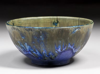 Fulper Pottery Matte Blue Fruit Bowl c1910s