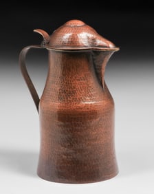 Italian Arts & Crafts Hammered Copper Pitcher c1910s