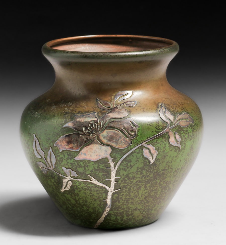 Heintz #3817 Sterling on Bronze Vase c1915 (1 of 4)