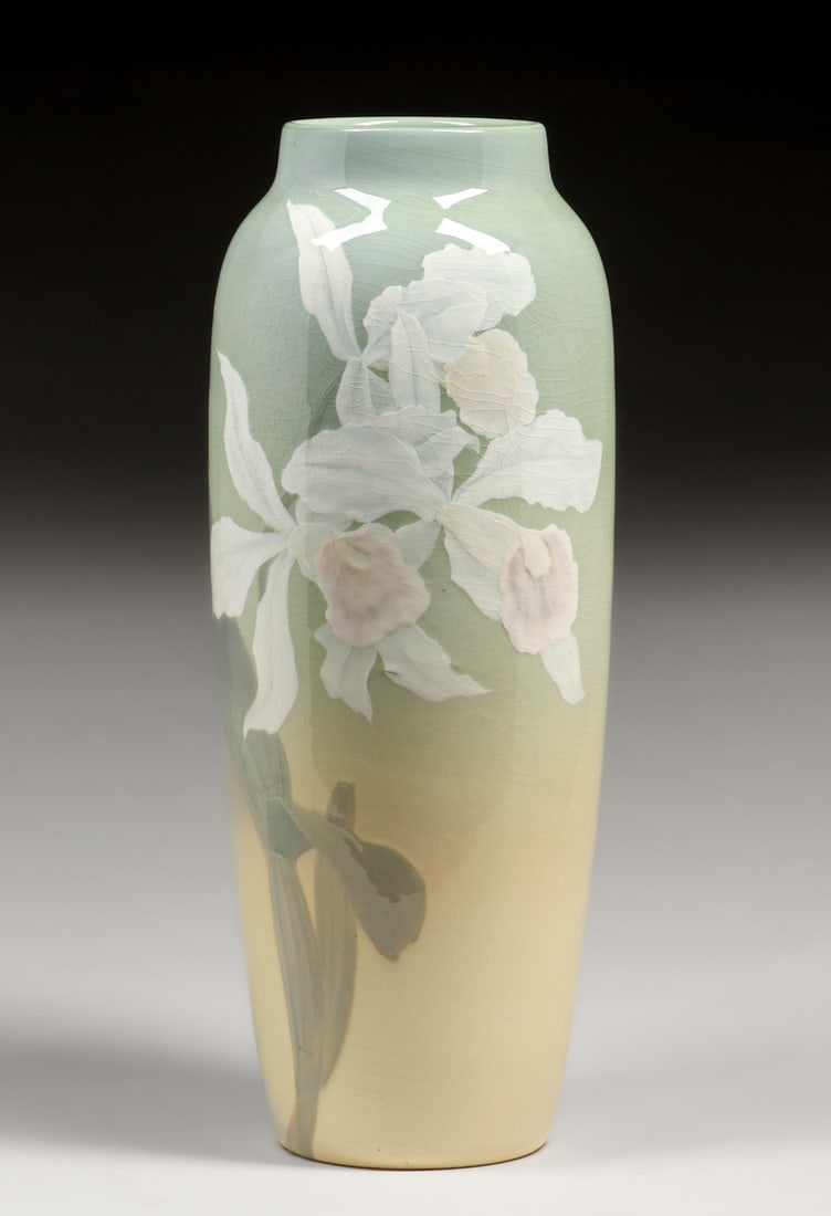 Large Rookwood Pottery Albert Valentien #907B Floral Iris Vase 1899 (1 of 4)