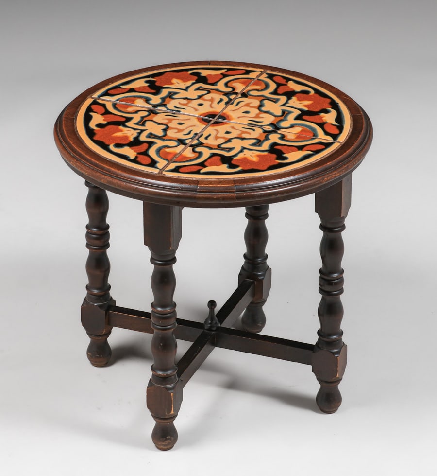 Taylor - California Round Tile Top Table c1920s (1 of 5)