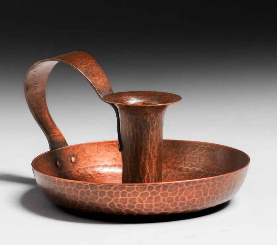 Dirk van Erp Hammered Copper One-Handled Candlestick c1915 (1 of 5)