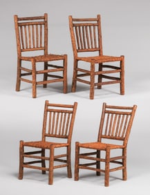 Set of 4 Old Hickory Style Adirondack Side Chairs c1920s