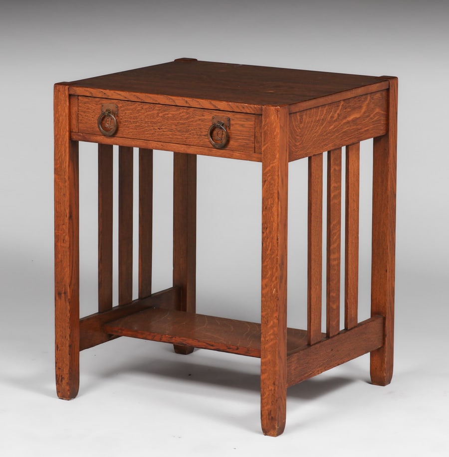 Stickley Brothers One-Drawer Slatted Table c1910 (1 of 6)
