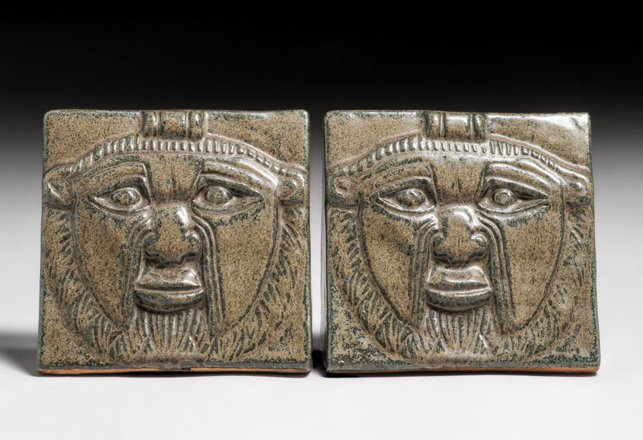 Fulper Pottery Aztec Mission Matte Bookends c1910s (1 of 7)