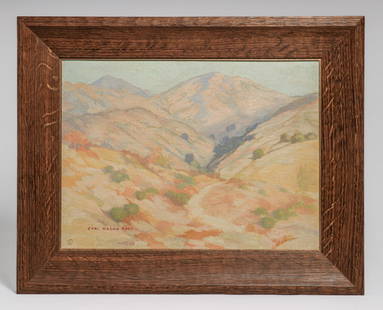 Carl Oscar Borg (1879-1947) California Rolling Hills Painting c1920s: Carl Oscar Borg (1879-1947) California Rolling Hills Painting c1920s. Signed. Excellent condition. Tim Holton custom oak frame. 12"h x 16"w. Frame 16 5/8"h x 20 5/8"w. FREE NATIONWIDE SHIPPING for all