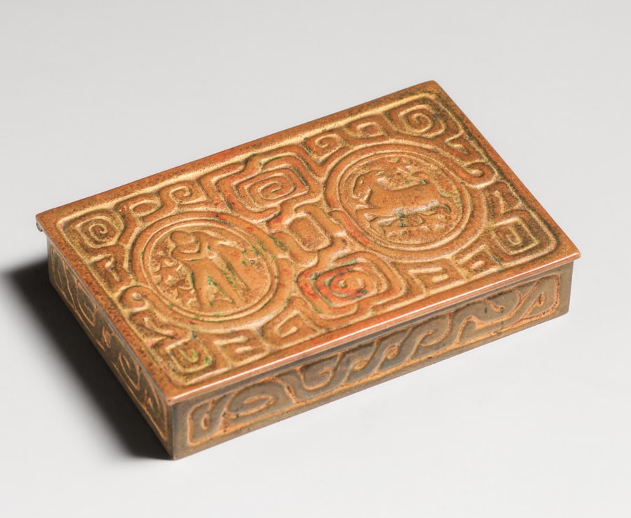 Tiffany Studios #810 Gold Dore Bronze Zodiac Box c1910 (1 of 6)