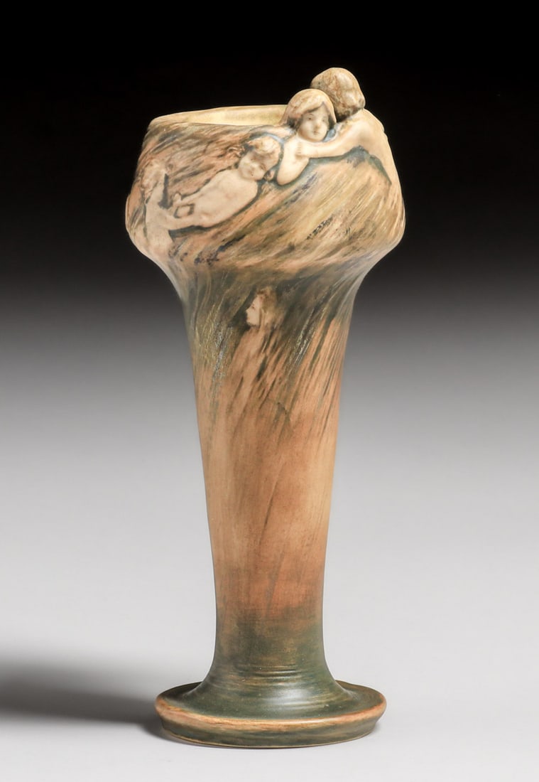 Amphora #3718 Figural Vase of Children Holding Hands c1905 (1 of 8)