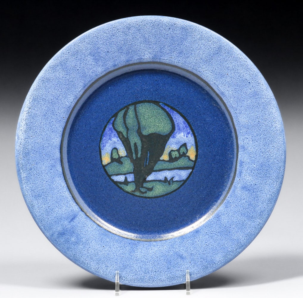 Paul Revere Pottery Lili Shapiro Arthur Wesley Dow Influenced Landscape Decorated Plate 1926 (1 of 4)