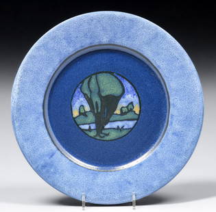 Paul Revere Pottery Lili Shapiro Arthur Wesley Dow Influenced Landscape Decorated Plate 1926: Paul Revere Pottery Lili Shapiro Arthur Wesley Dow Influenced Landscape Decorated Plate 1926. Signed. Perfect condition. 10"d. FREE NATIONWIDE SHIPPING for all of your purchases at our Two Day Auction
