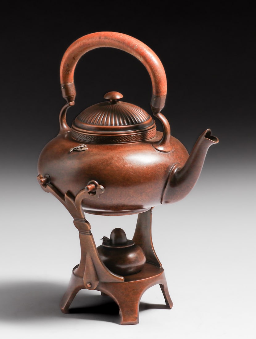 Gorham Aesthetic Movement Copper & Silver Teapot & Stand c1890s (1 of 11)