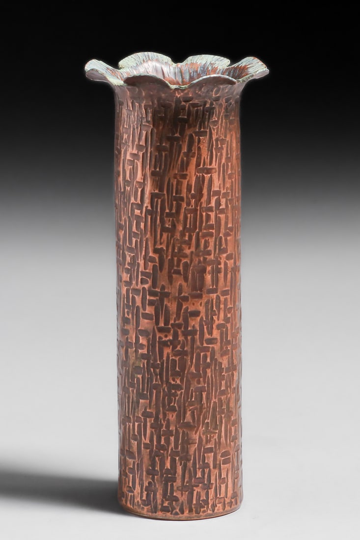 Empire Copper - New York Hammered Copper Flared Cylinder Vase c1920s (1 of 4)