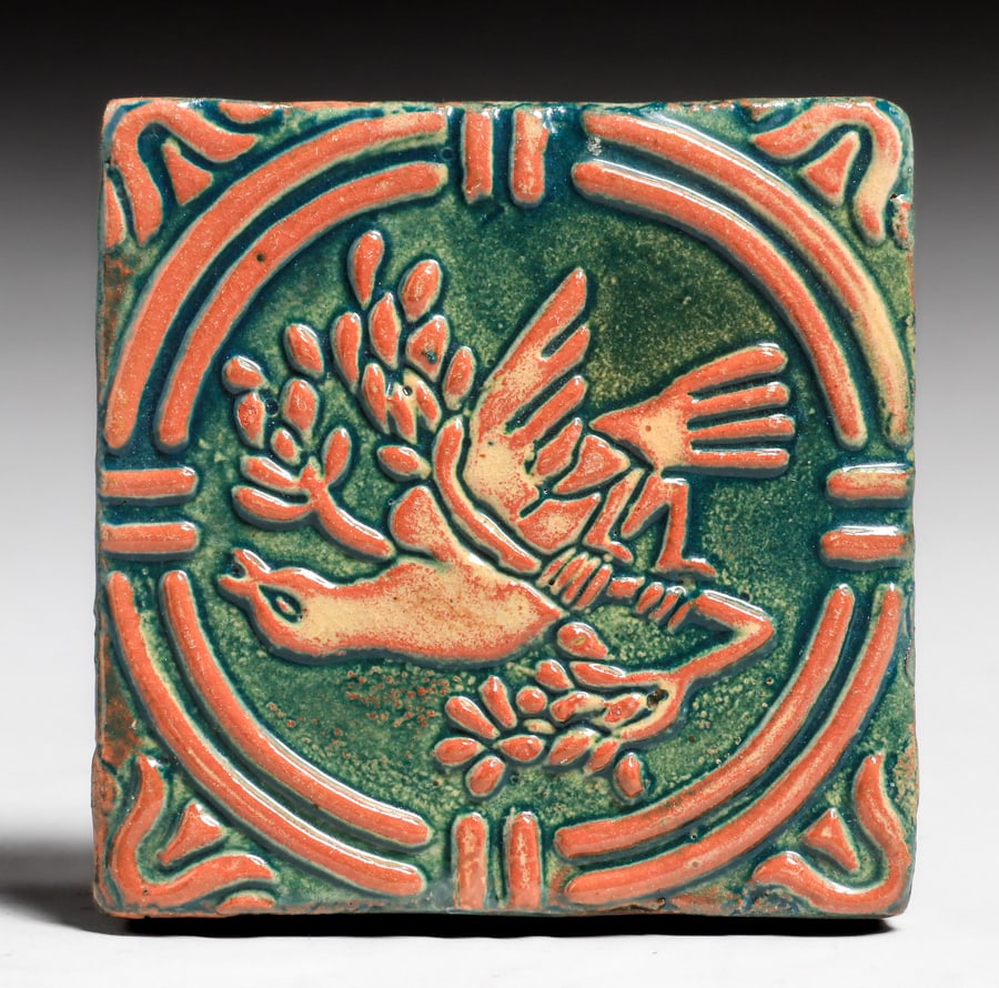 Moravian Bird Tile c1920s (1 of 4)