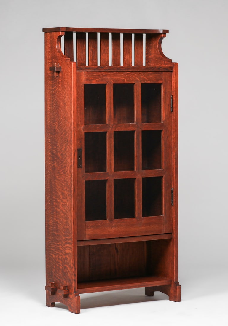 Early Gustav Stickley #512 One-Door Mitered-Mullion Bookcase c1901 (1 of 3)