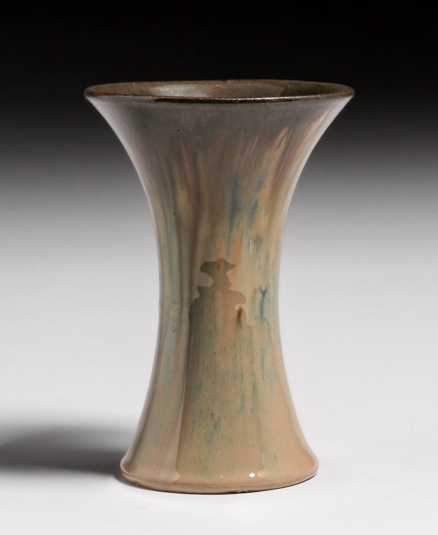 Fulper Pottery Elephant's Breath Flambe Corseted Vase c1910s: Fulper Pottery Elephant's Breath Flambe Corseted Vase c1910s. Signed. Perfect condition. 7"h x 4 7/8"d. FREE NATIONWIDE SHIPPING for all of your purchases at our Two Day Auction within the lower 48 st