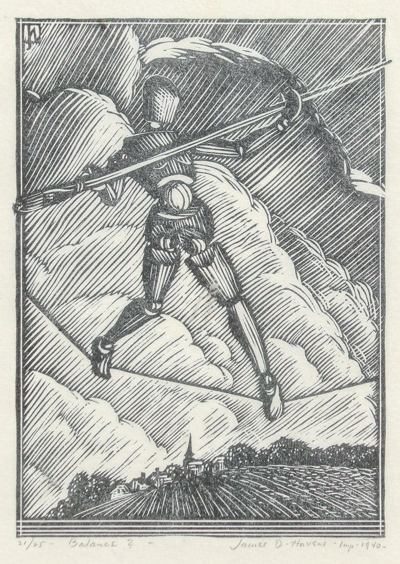 James Dexter Havens (1900-1960) Woodcut "Balance" 1940 (1 of 8)