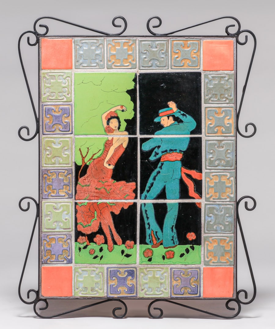 Taylor Tile Co - Los Angeles Six-Tile Spanish Dancers c1930s (1 of 4)
