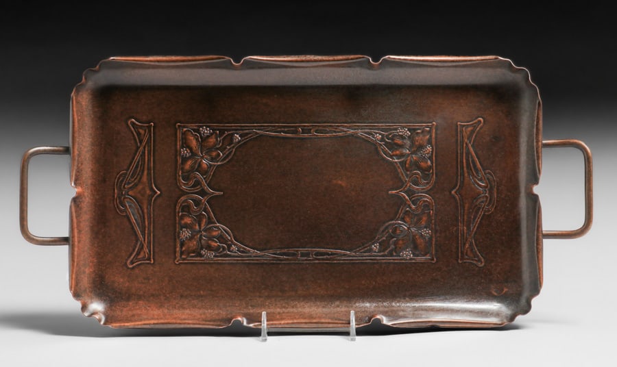 WMF - German Art Nouveau Two-Handled Copper Tray c1905 (1 of 4)