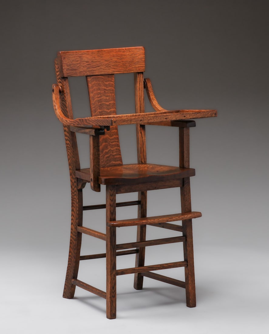 Arts & Crafts Period Oak High Chair c1910 (1 of 5)