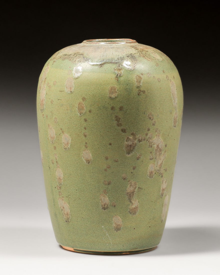 Contemporary Fulper Pottery Drippy Green Vase c1990s (1 of 4)