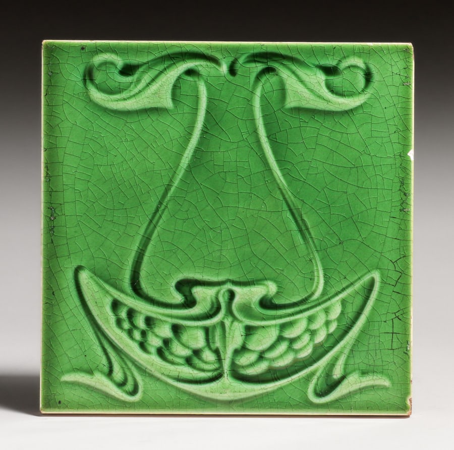 Antique English Art Nouveau Tile c1880s: Antique English Art Nouveau Tile c1880s. Unsigned. Small edge chip. 6" x 6". FREE NATIONWIDE SHIPPING for all of your purchases at our Two Day Auction within the lower 48 states. No matter whether you