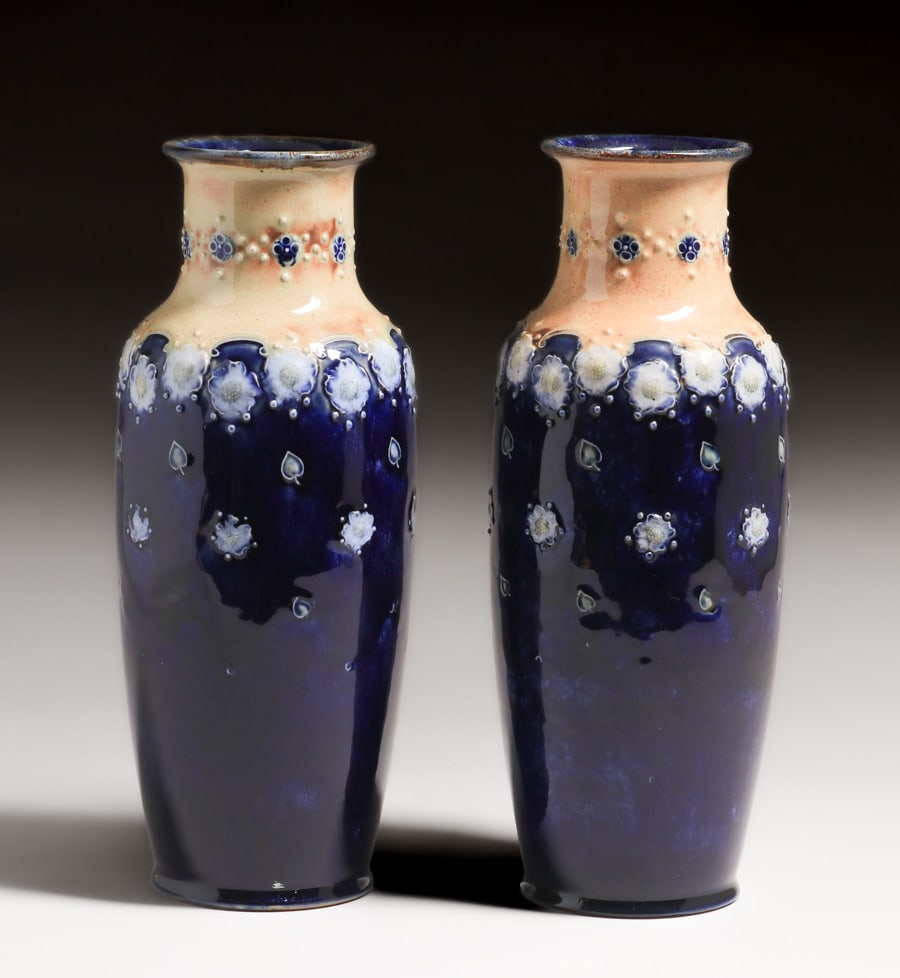 Pair Royal Doulton Lambeth Vases c1920s (1 of 9)