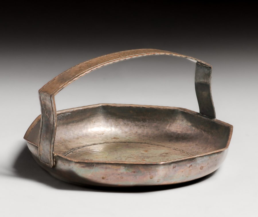 Roycroft Hammered Copper Silver-Plated One-Handled Tray c1920s (1 of 5)