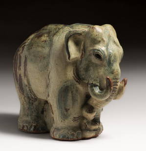 Large Royal Copenhagen Karl Larsen Stoneware Elephant c1950s: Large Royal Copenhagen Karl Larsen Stoneware Elephant c1950s. Signed. Perfect condition. 11.75"h x 14"w x 7". FREE NATIONWIDE SHIPPING for all of your purchases at our Two Day Auction within the lower