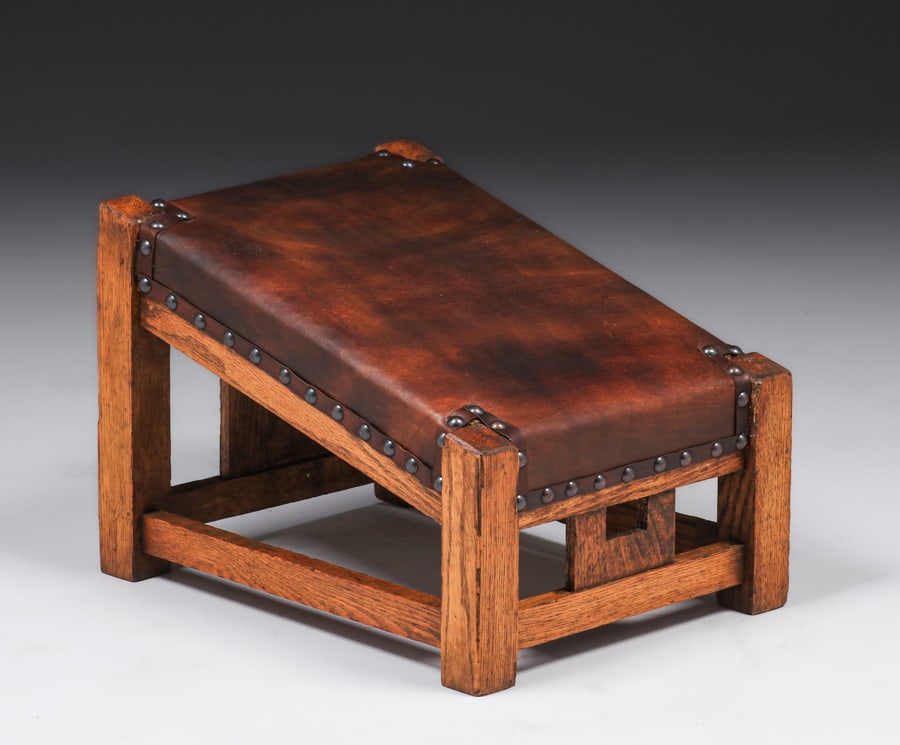 Arts & Crafts Cutout Angled Footstool c1910 (1 of 5)