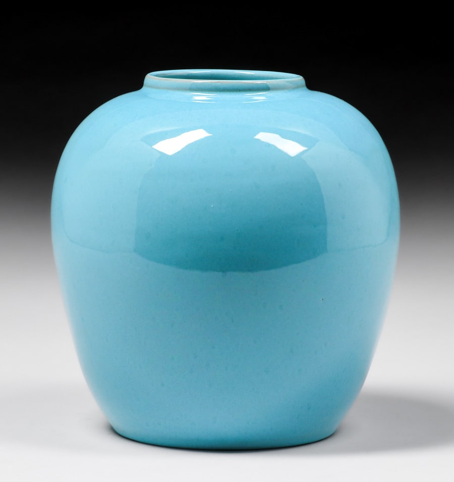 California Faience Turquoise Ginger Jar Shaped Vase c1920s (1 of 4)