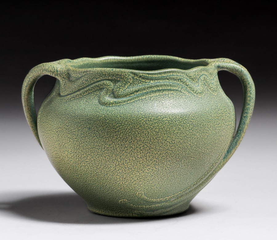 Weller Fru Russet Two-Handled Matte Green Glaze c1910s (1 of 5)