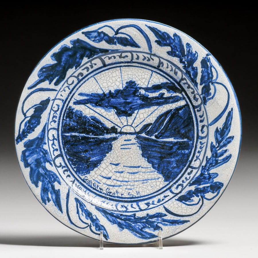 Rare Dedham Pottery Hugh Robertson Golden Gate, San Francisco Plate c1898-1908 (1 of 7)