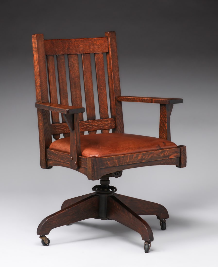 Stickley Brothers #609 Oak Swivel Chair c1910 (1 of 4)