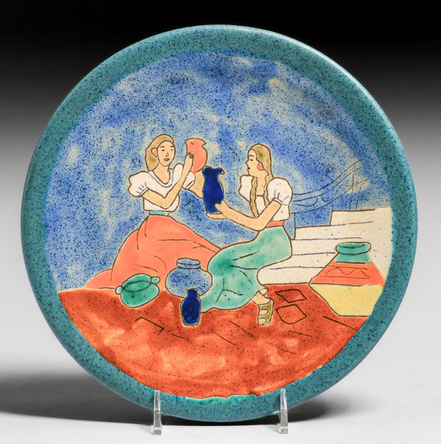 San Jose Pottery - San Antonio, TX Decorated Plate c1940s: San Jose Pottery - San Antonio, TX Decorated Plate c1940s. Unsigned. Perfect condition. 8.25"d. FREE NATIONWIDE SHIPPING for all of your purchases at our Two Day Auction within the lower 48 states. No