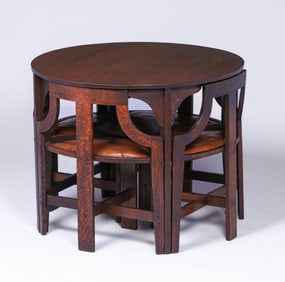Grand Rapids Game Table & Chairs c1910