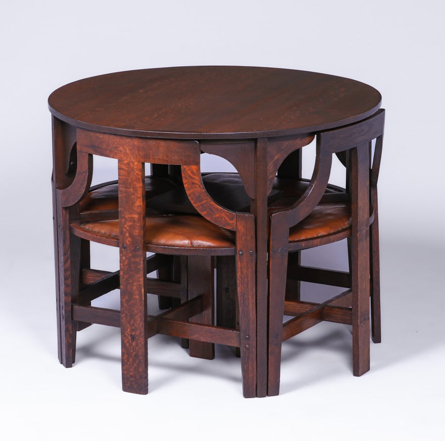 Grand Rapids Game Table & Chairs c1910 (1 of 9)