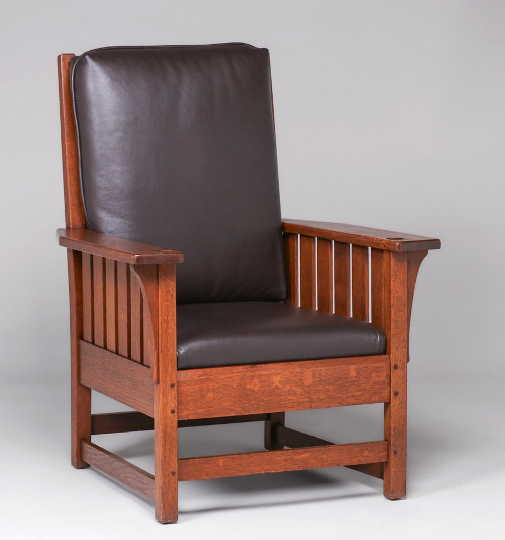 Large L&JG Stickley Slatted Armchair c1908-1912 (1 of 4)