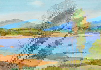 Charles H. Richert (1880-1974) Watercolor Lake Scene Likely Maine c1920s