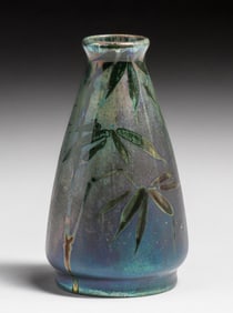 Montieres French Iridescent Bamboo Leaf Vase c1905