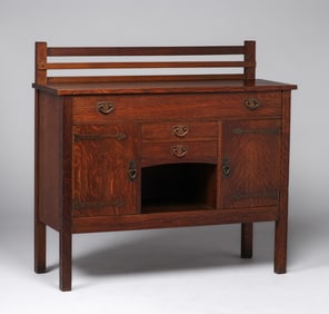 Gustav Stickley Two-Door Strap-Hinge Sideboard c1904