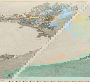 Walter J. Phillips (1884-1963) Color Woodcut "Norman Bay 2" 1923