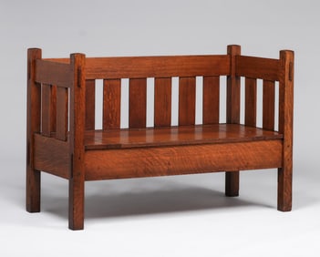 Stickley Brothers Evenarm Hall Settle c1910