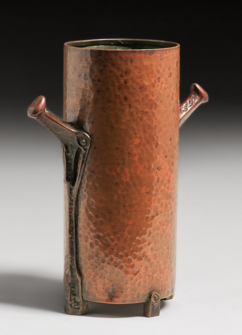 Hans Eduard von Berlepsch-Valendas - Munich, Germany Hammered Copper & Brass Vase c1900s (1 of 6)