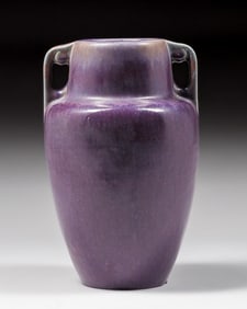 Fulper Pottery Two-Handled Matte Purple Vase c1917-1920